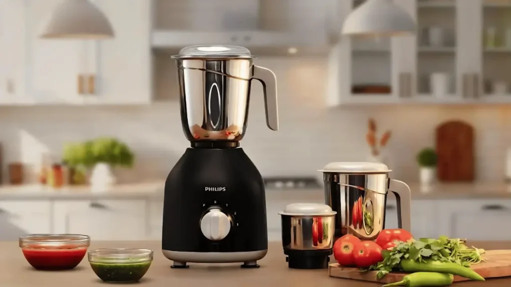 philips mixer on kitchen shelf