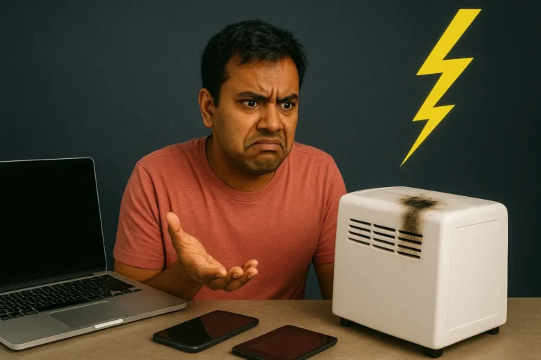 Funny meme about voltage fluctuation killing appliances in Bangalore