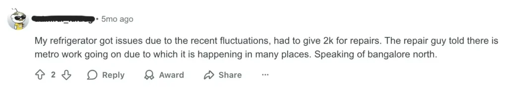 recent voltage fluctuation complain online